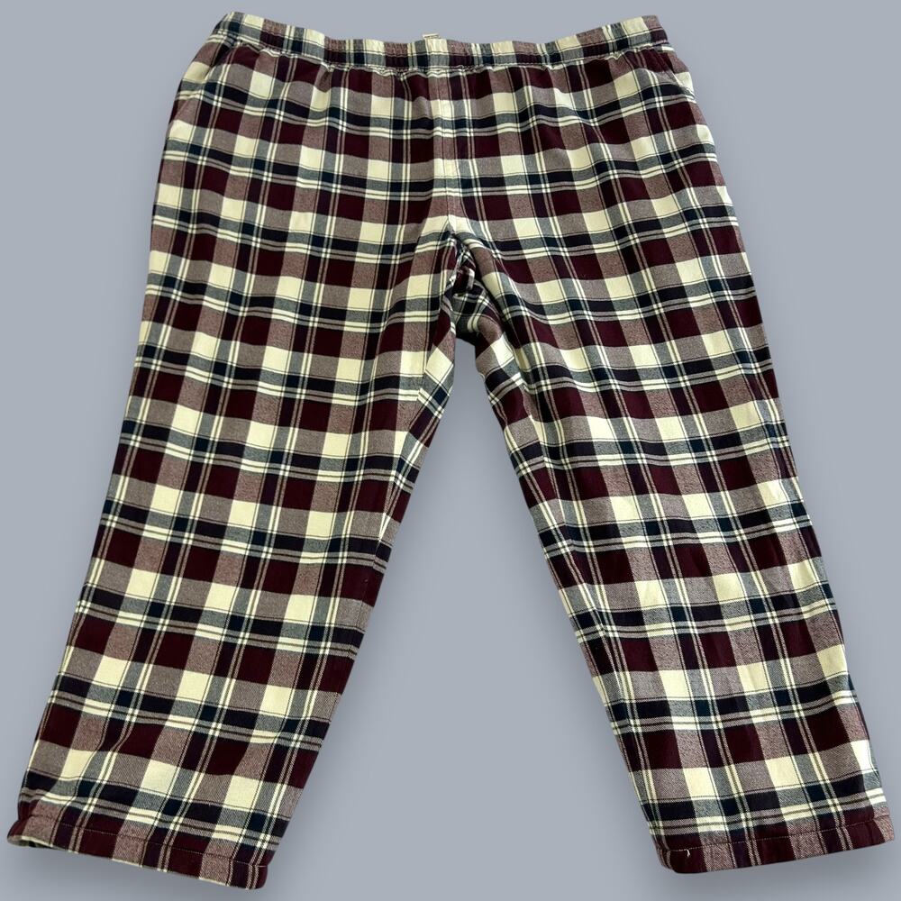L.L. Bean XXL Lounge Pants Fleece Lined 28" Inseam Burgundy Beige 518904